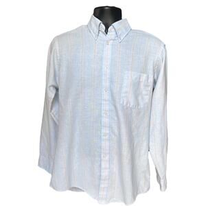 American Edition Striped Button Down Shirt Blue Classic Fit 90s